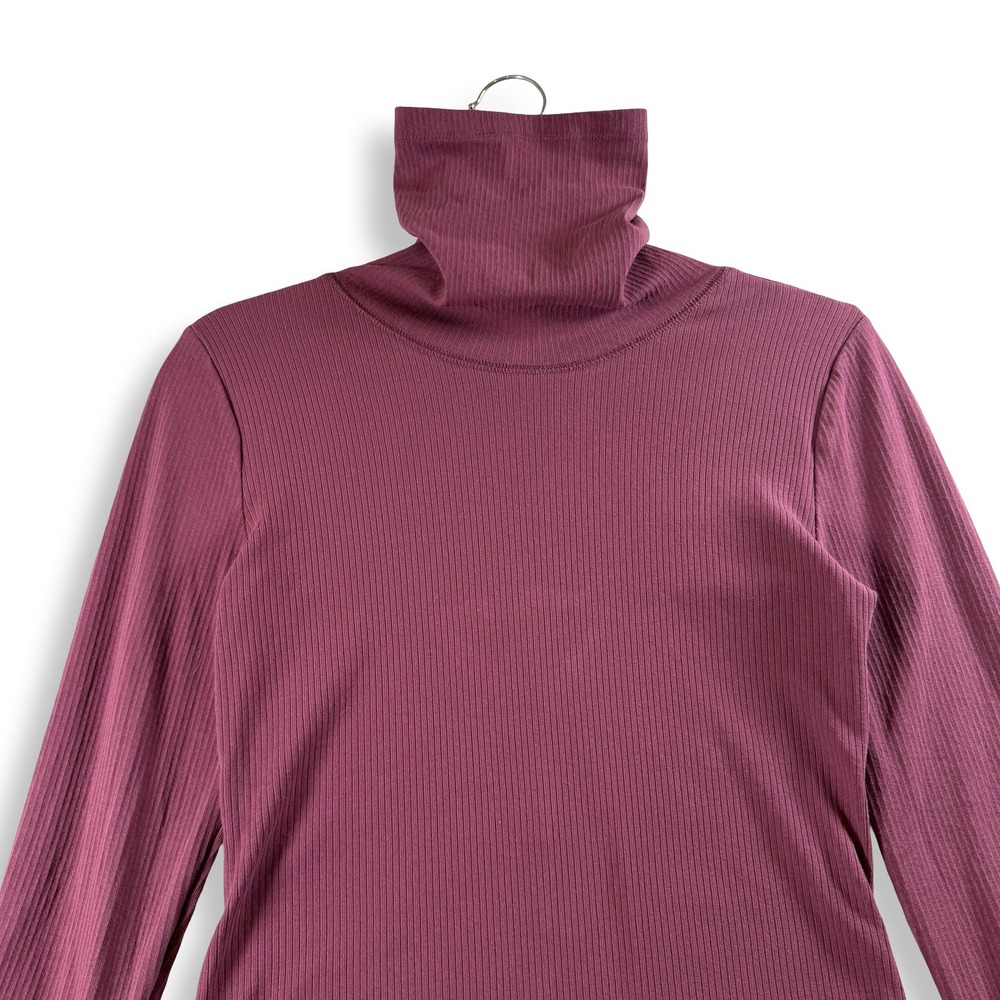 Intimately Free People M Burgundy Ribbed Turtleneck Bell Sleeve Top Y2K Boho - Picture 3 of 9